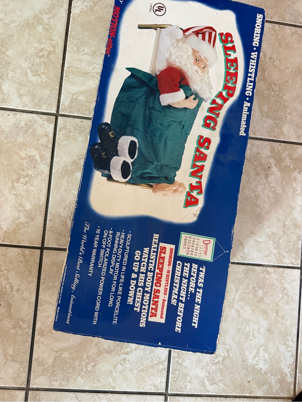 Animated Sleeping Santa Doll in Green and Red - Holiday Decor